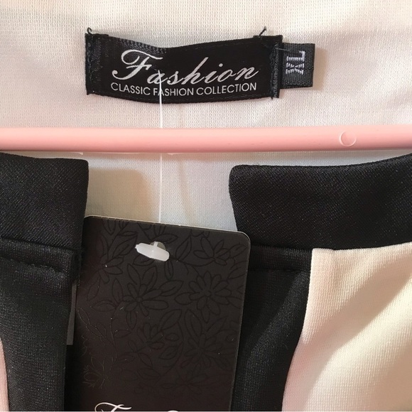 NWT Fashion black & white festive long sleeves dress. Career, work, elegant - Picture 8 of 9